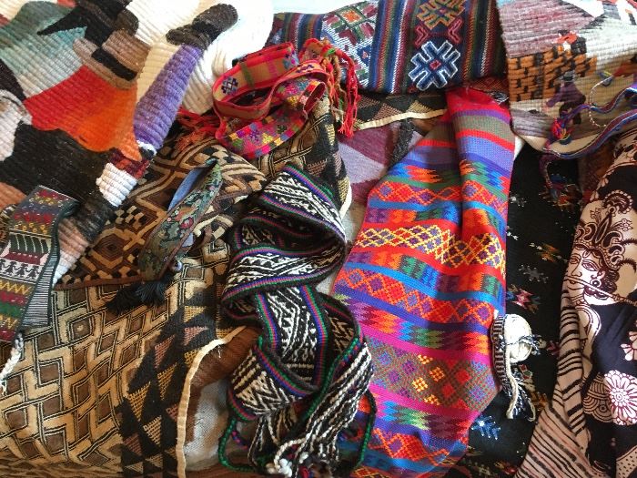Hand Woven Textiles: Trabuco's and other tribal Weavings from Andes region; African & Mexican weavings