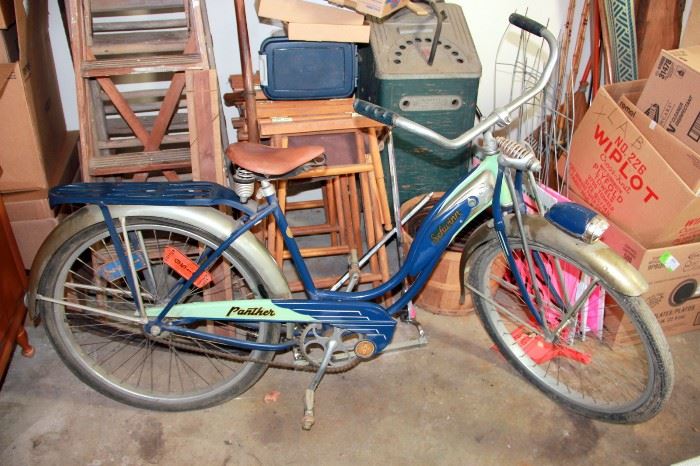 Schwinn Panther Bike with 1950's Dayton Bike Licenses