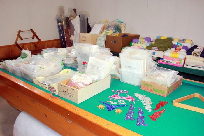 LOTS of Sewing Material & Supplies, Campbell Pool Table