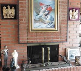 Fireplace fence, prints, sculptures