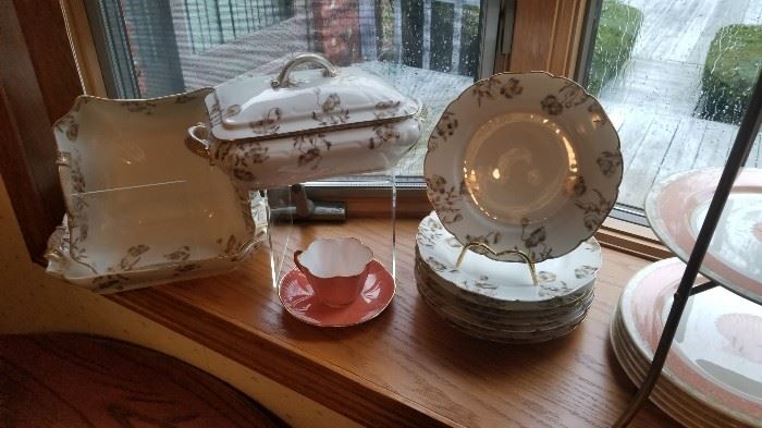 Haviland Limoges pieces with Shelley cup and saucer