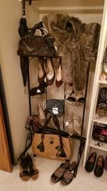 Upclose view of shoes and purses