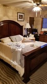 Beautiful Milling Road King bed with vintage expresso set and set of vintage Christian Dior women's pajamas