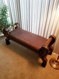 Great leather and wood bench