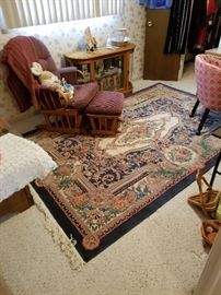 French Style Sino Persian Rug 6 x 9 rug with Conant Ball rocker and ottoman