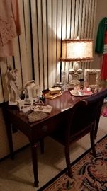 Over view of small desk and chair with Guisippe Aramni "Last Waltz" figurine