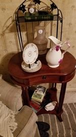 Nice side table with set of Haviland Limoges plates