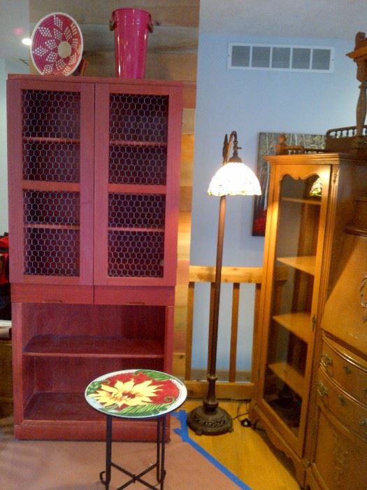 Red Wooden Storage Shelves