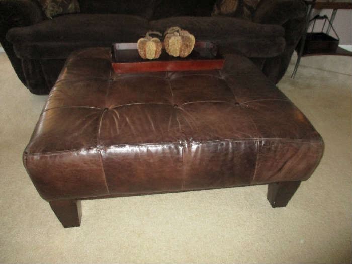 LARGE LEATHER OTTOMAN/COFFEE TABLE