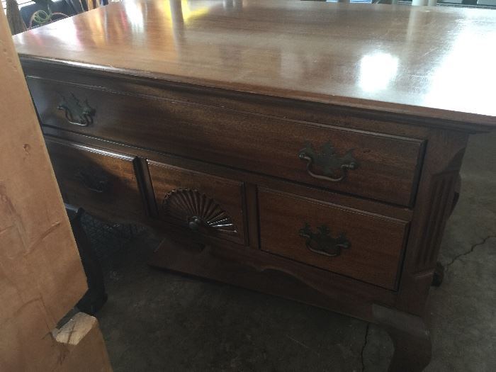 small buffet with lined silverware drawer