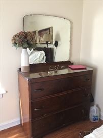 Solid wood vintage dresser and mirror