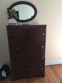 solid wood vintage dresser and mirror