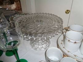 Fostoria cake plate - we have stemmed water glasses in Fostoria