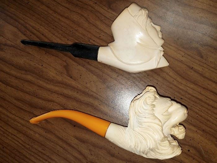 Carved Meerschaum pipes