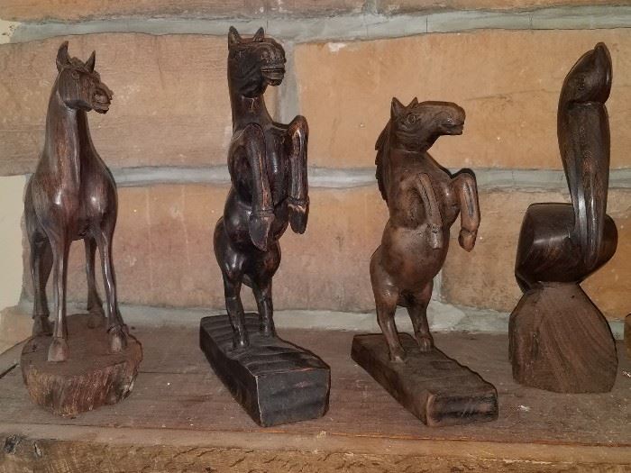 Carved wood horses
