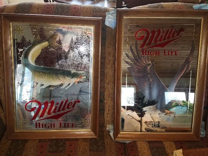 Miller beer mirrors. Wisconsin Muskie, 