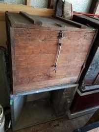 Wood box. Concrete sink