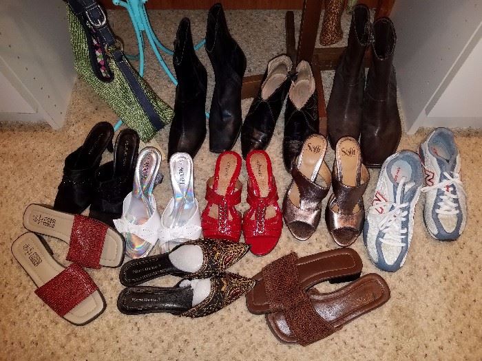 Women's shoes size 7 to 7 1/2. Mostly new