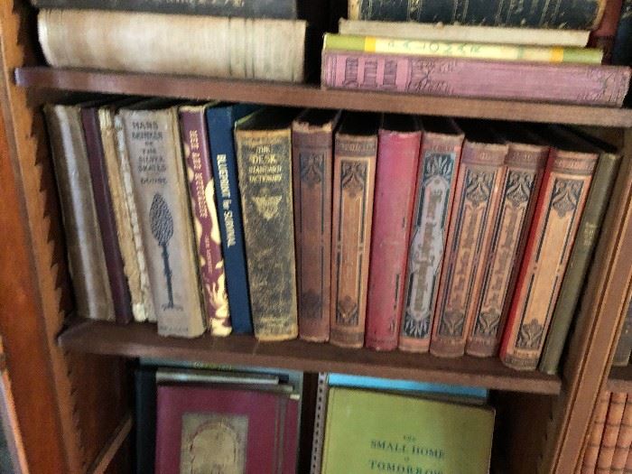 Loads of of German leather bound books in German Gothic script - including works by Goethe (maybe complete) Also books from rare religous sects - 
