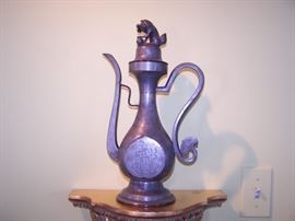 OLD SIGNED PEWTER WINE POT? SIGNED GREAT CONDITION