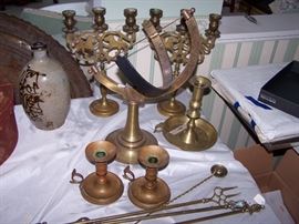 BRASS CANDLESTICK AND OTHERS  MOST $10 SET 