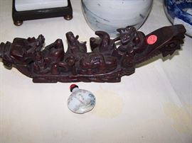 WOOD FIGURE BOAT IMMORTALS 