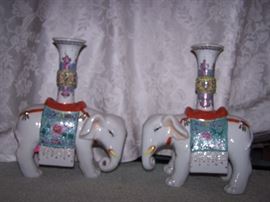 ELEPHANTS CANDLESTICKS FIGURE NO BREAKS BEAUTIFUL  NO CHIPS  MARKED ON BOTTOM