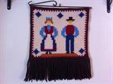 Folk Art Swedish Wall Hanging Man and woman