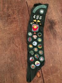 Vintage Girl Scout Sash with Patches and Buttons