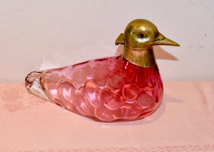 Cranberry Glass Duck Decanter