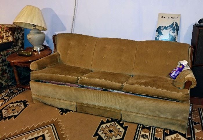 vintage sleeper sofa, end table