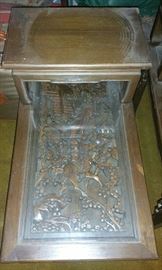 Carved Asian Design Two Tier End Table