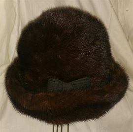 Vintage Fur Hat with Bow