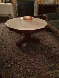 Classical Mahogany Center Table with Marble Top (turned into coffee table)