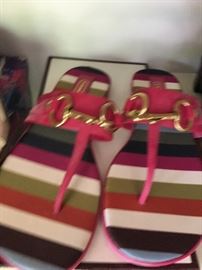 Women's COACH Rikki Casual Flip Flop Sandal Shoes Size 7 Pink Jelly Striped