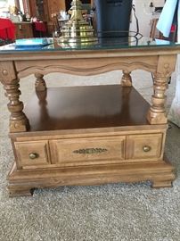 Pair of Side Tables with Glass Cover protection $80 for the Pair