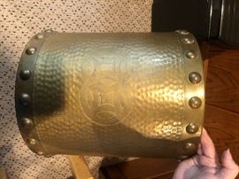 Greek Key Brass garbage can