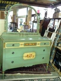 CHEST WITH MIRROR PART OF 7PC COTTAGE BEDROOM SET. $795.00