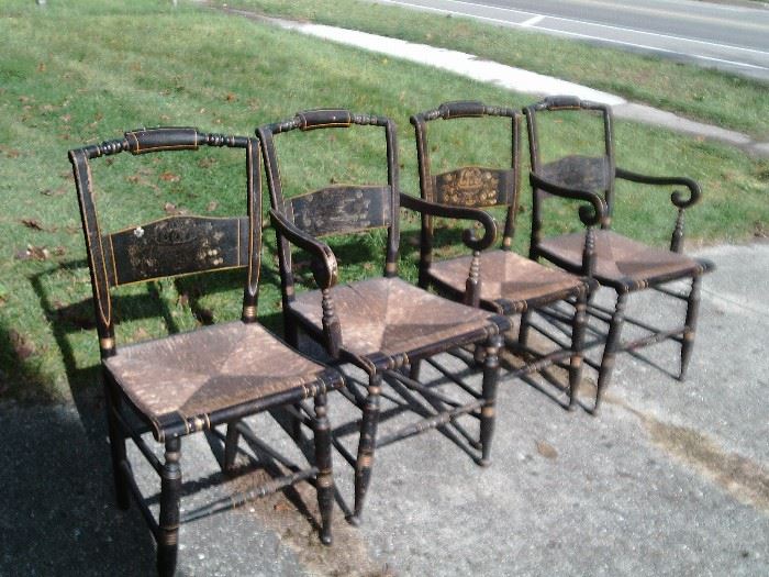 FOUR OF THE EIGHT RUSH SEAT CHAIRS $395.00