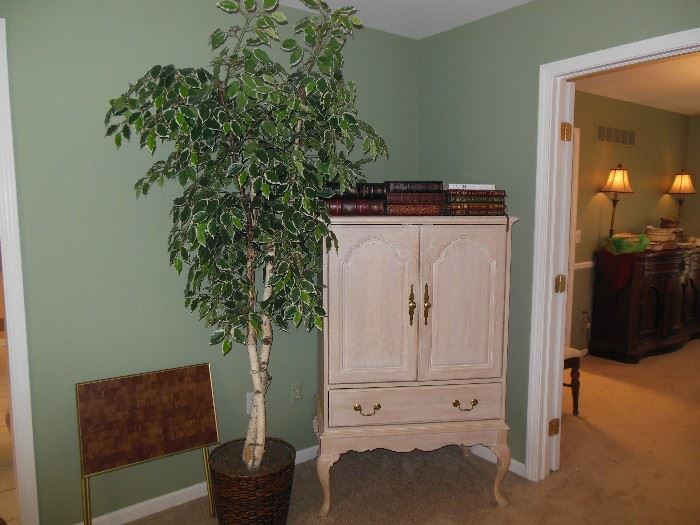 Silk tree and beautiful cabinet!!