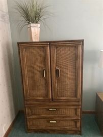 Clothes armoire has a matching dresser, and two night stands as well as a media stand