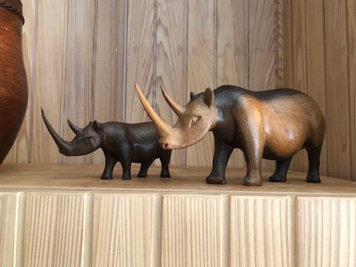 Carved wood animal figures