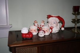 Collection of Santa Claus Mugs, Salt & Pepper, Pitcher, etc.