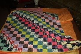 Quilt--Hand Pieced, Hand Quilted, Round-the-Mountain Pattern