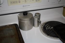 Grease Container, Salt & Pepper Shakers, Century Aluminum Ware  (Fifties)