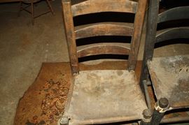 Primitive Handmade Ladderback Chair with Leather Seat (2)