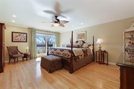 King-size 4-poster bed, Tempurpedic mattress, ottoman, armoire and long low dresser ONLY for sale