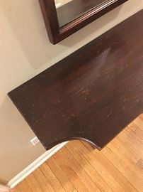 Surface scratching on 1960s hall table from set