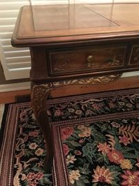 Closeup view of Chinoiserie-style writing desk