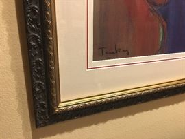 Closeup of framing of Tarkay print